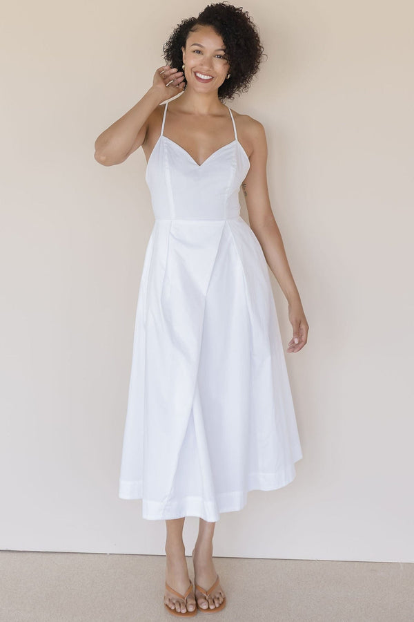 Eunice V-Neck Poplin Midi Dress