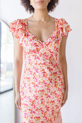 Maisy Floral Flutter Sleeve Midi Dress