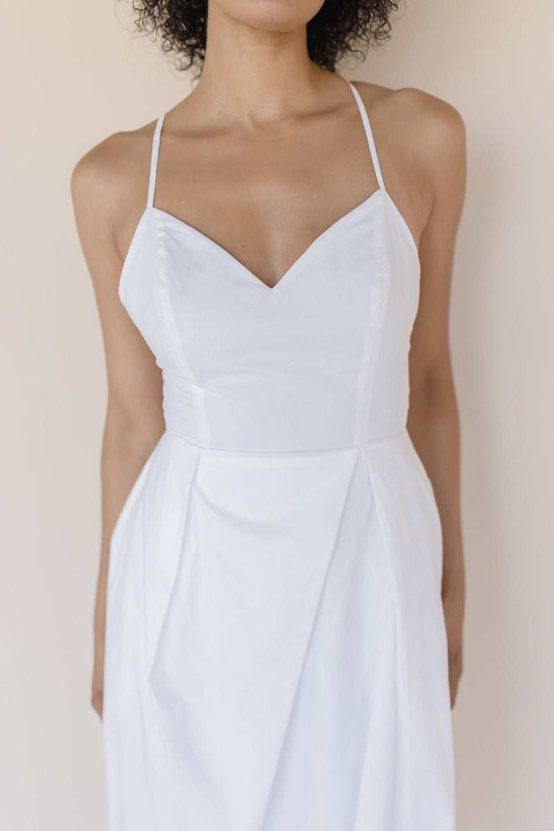 Eunice V-Neck Poplin Midi Dress