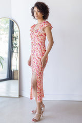 Maisy Floral Flutter Sleeve Midi Dress