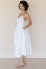 Eunice V-Neck Poplin Midi Dress