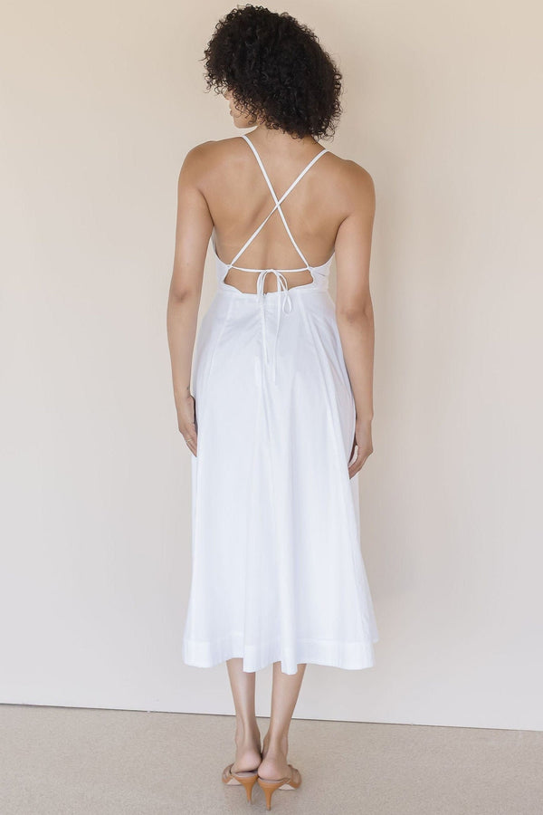 Eunice V-Neck Poplin Midi Dress