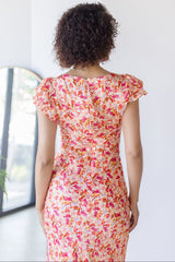 Maisy Floral Flutter Sleeve Midi Dress