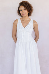 Sleeveless V Neck Corset Midi Dress