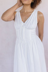 Sleeveless V Neck Corset Midi Dress