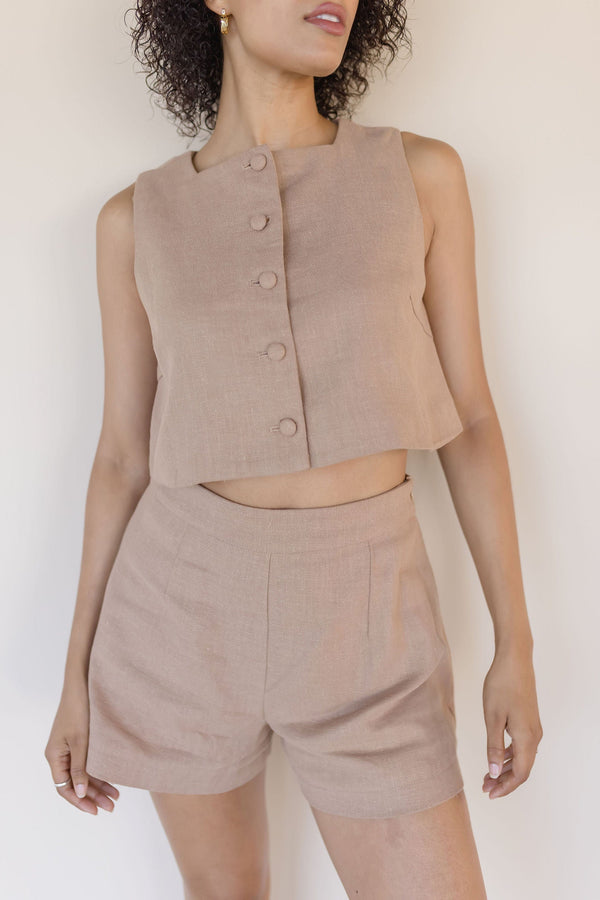 Dara Linen Square Neck Vest