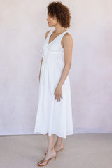 Sleeveless V Neck Corset Midi Dress
