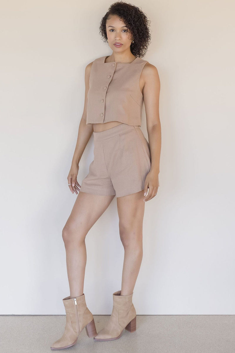 Dara Linen Square Neck Vest