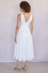 Sleeveless V Neck Corset Midi Dress
