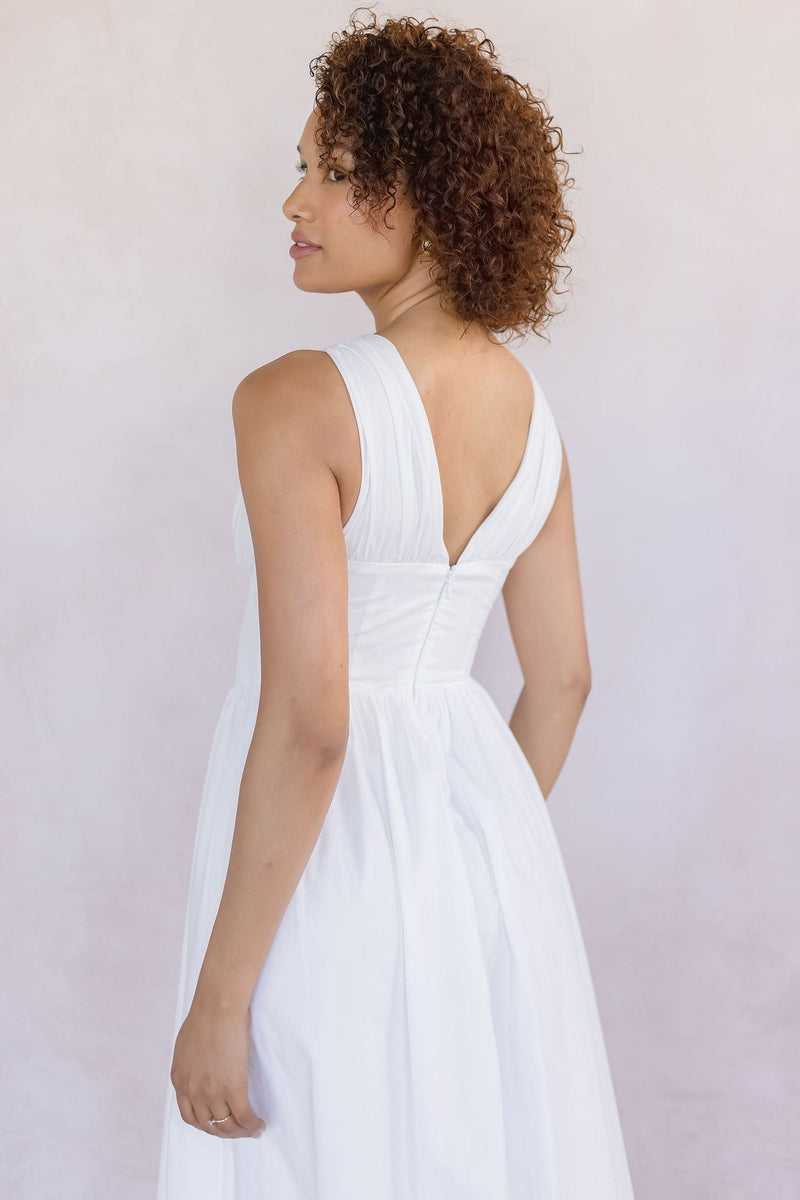 Sleeveless V Neck Corset Midi Dress