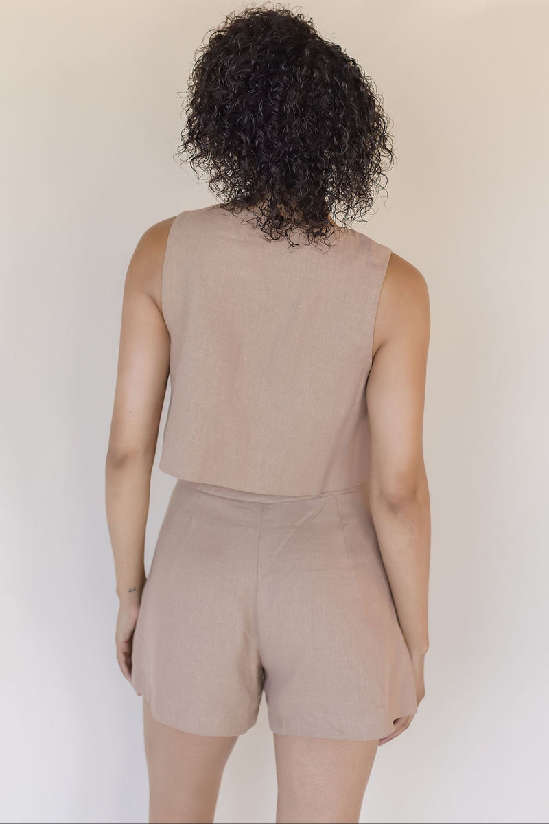 Dara Linen Square Neck Vest