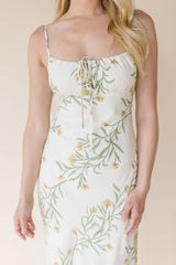 Wild Fern Floral Front Tie Midi Dress
