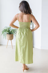 Freshly Picked Shirred Midi Dress