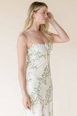 Wild Fern Floral Front Tie Midi Dress