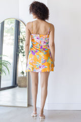 Cerinthe Satin Floral Mini Dress