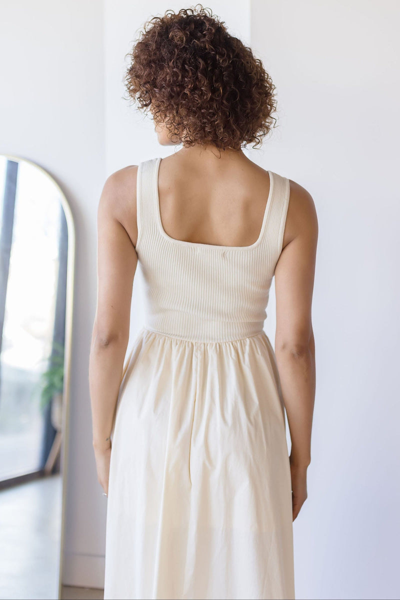 Sweater Top Eyelet Detail Midi Dress