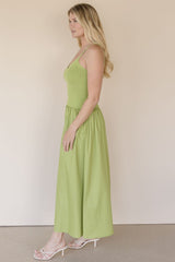 Lime Twist Mixed Media Midi Dress