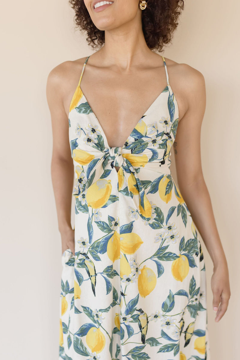 Sip Of Sunshine Tie Front Maxi Dress