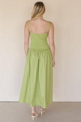 Lime Twist Mixed Media Midi Dress
