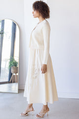 Sweater Top Eyelet Detail Midi Dress
