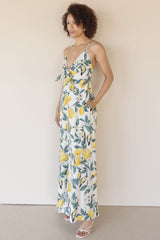 Sip Of Sunshine Tie Front Maxi Dress