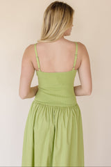 Lime Twist Mixed Media Midi Dress