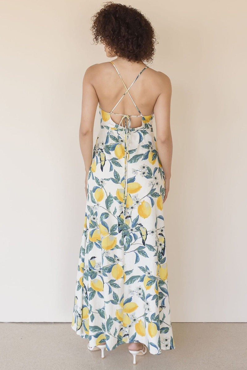 Sip Of Sunshine Tie Front Maxi Dress