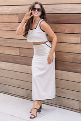 Coastal Contrast Midi Skirt