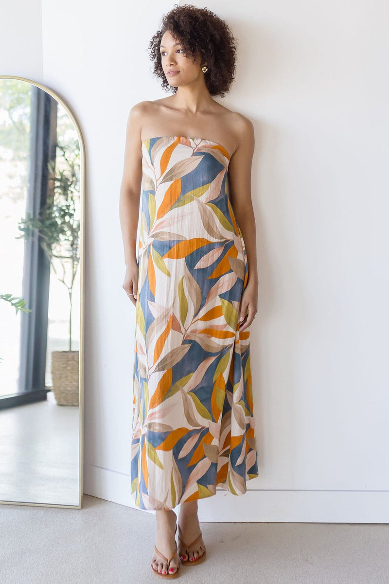 Paradise Calling Strapless Midi Dress