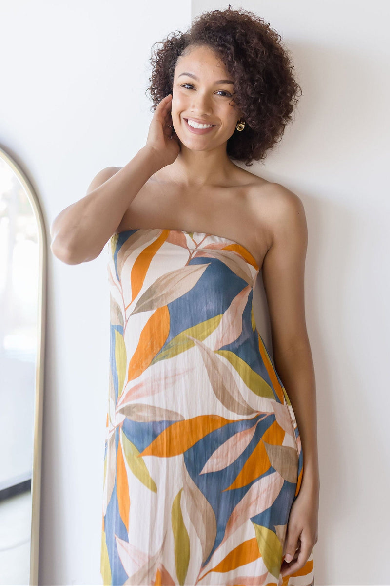Paradise Calling Strapless Midi Dress