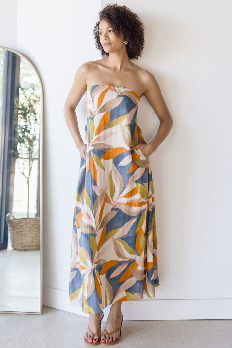 Paradise Calling Strapless Midi Dress