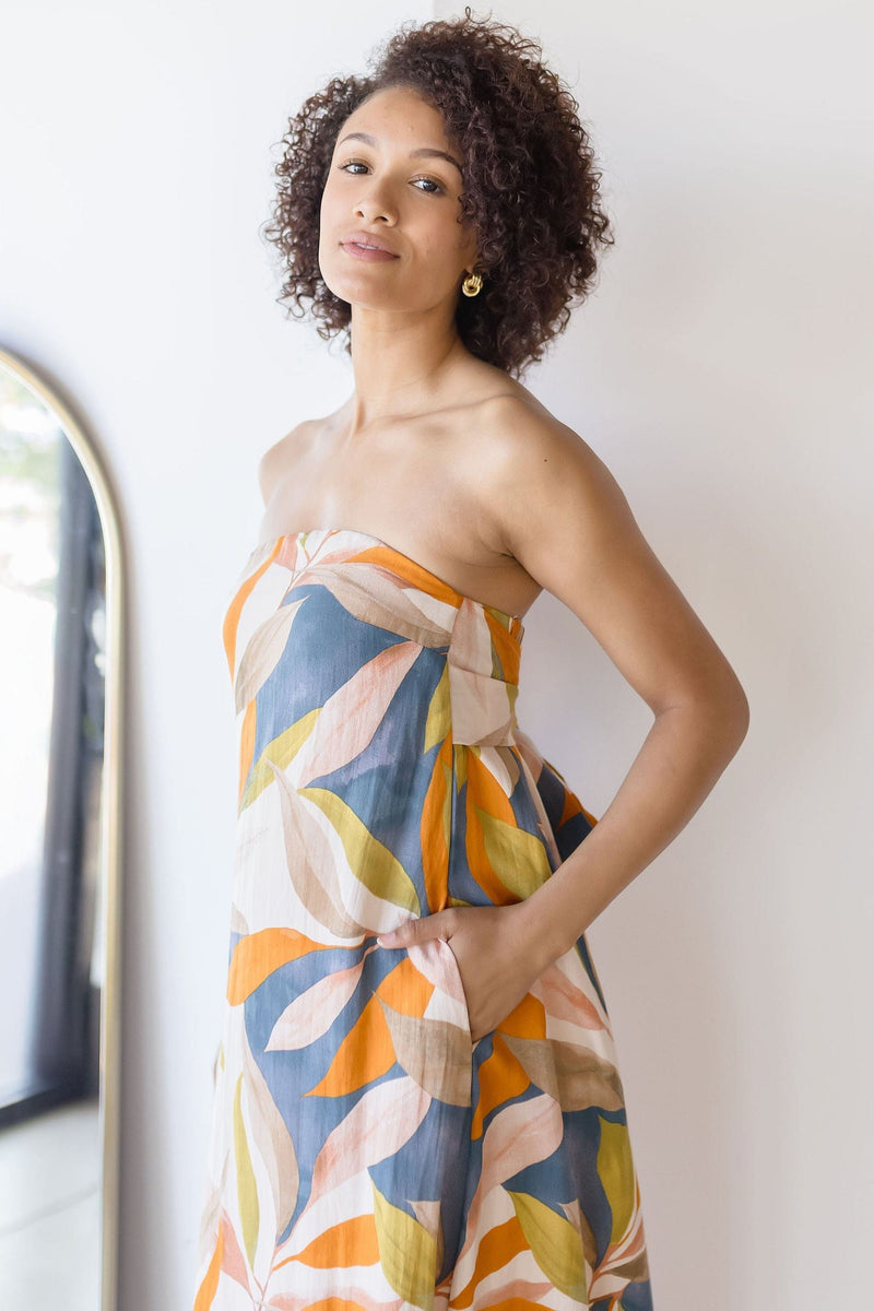 Paradise Calling Strapless Midi Dress