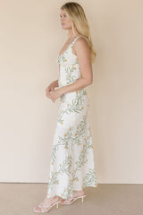 Wild Fern Floral Linen Midi Skirt