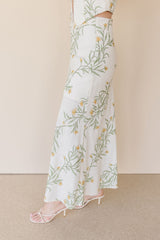 Wild Fern Floral Linen Midi Skirt