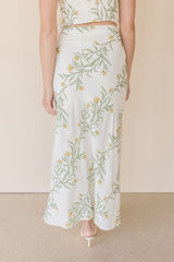 Wild Fern Floral Linen Midi Skirt