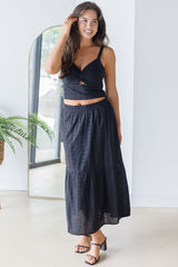 Madrid Eyelet Midi Skirt