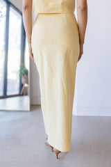 Front Button Detail Linen Midi Skirt