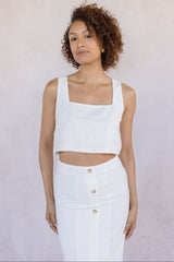 Sleeveless Linen Crop Top