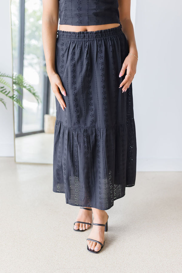 Madrid Eyelet Midi Skirt