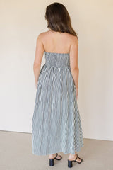 Ashford Strapless Striped Midi Dress