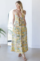 Sweet Capri Tie Front Maxi Dress