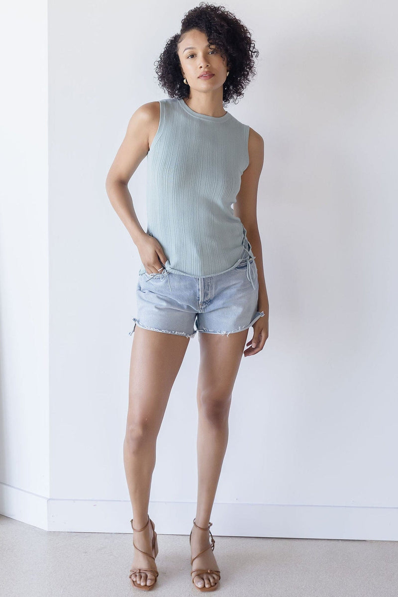 Estefania Lace Up Linen Knit Tank