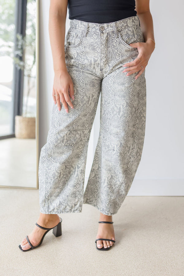Good Luck Printed Barrel Jeans