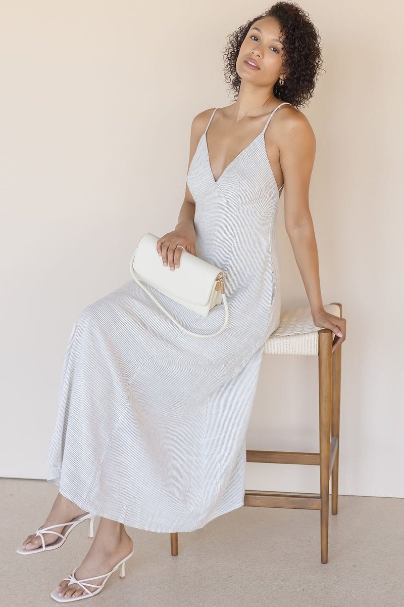 Ivy Open Back Linen Maxi Dress