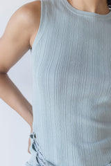 Estefania Lace Up Linen Knit Tank