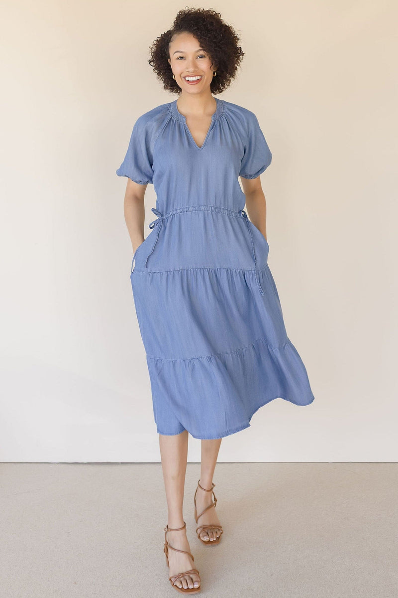 Cassie Puffed Sleeve Midi Dress