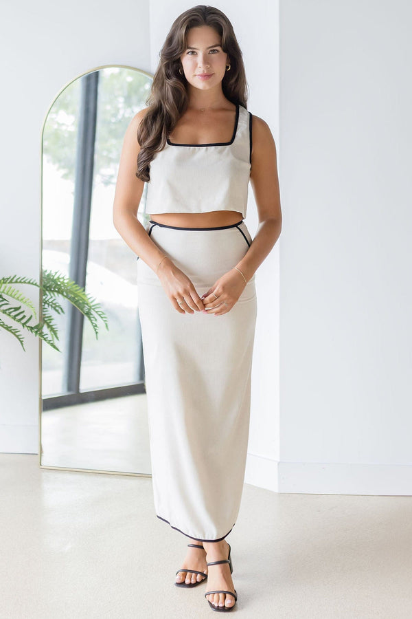 Coastal Contrast Midi Skirt
