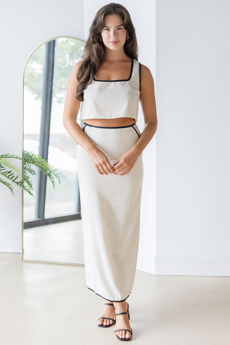 Coastal Contrast Midi Skirt