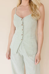 Seaside Striped Button Front Tank Top