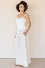 Celeste Linen Mix Tube Top Midi Dress